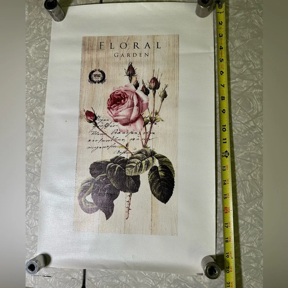 Printed art on loose‎ unstretched Canvas Rose Bud Cottage Floral Garden Craft